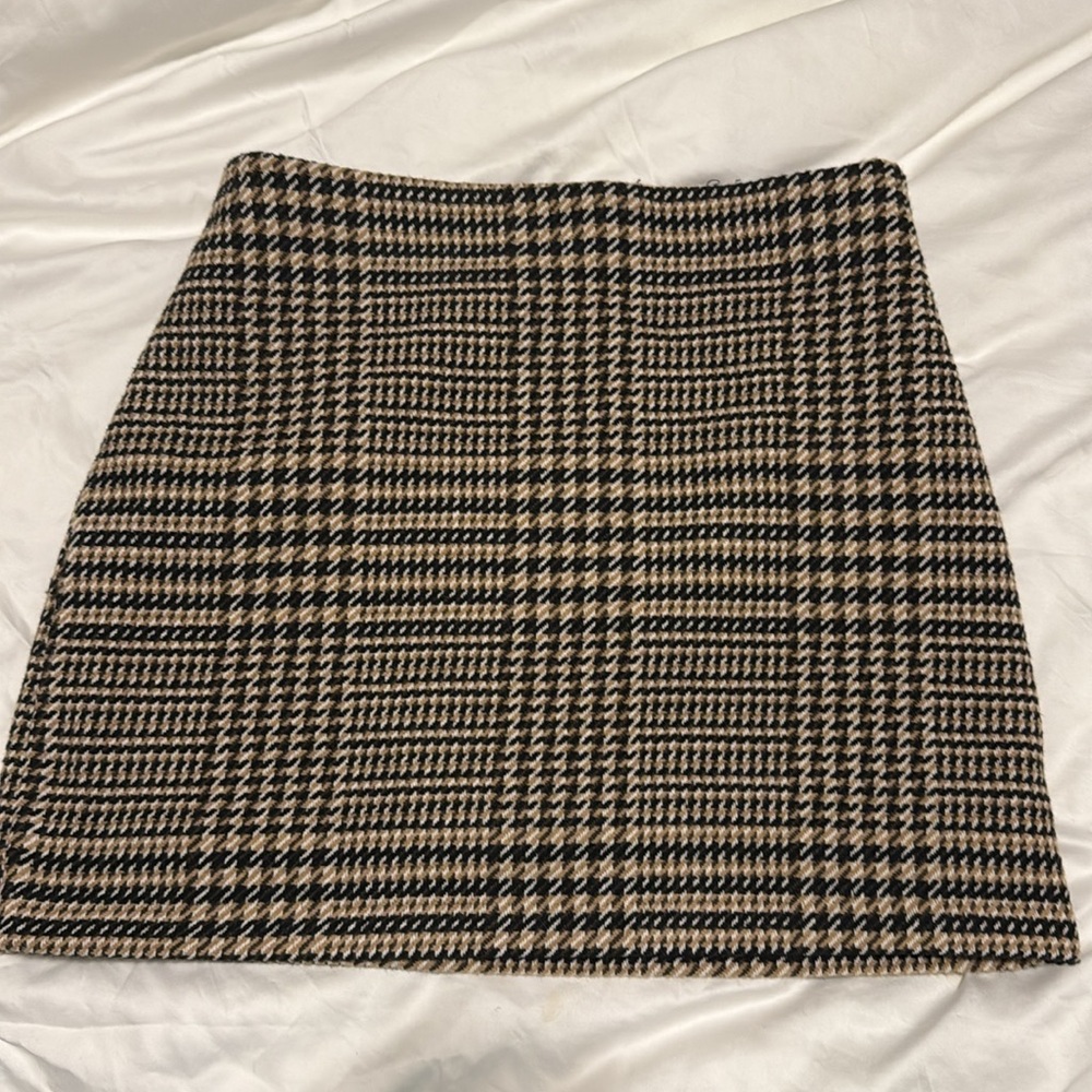 H&M Skirt Size 6 Medium Mini Black Brown Houndstooth Print Lined Womens